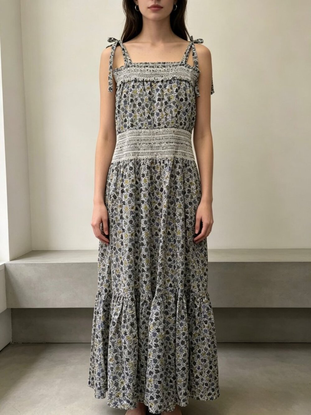 Tory Burch Love Floral Degrade Smocked Sundress Multicolor L